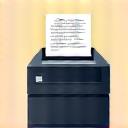 Illustration of a printer with glowing AI brain icon