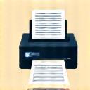 Graphic of a document flowing into a printer with an 'optimized' label