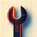 Icon of a wrench over a gear with data analysis symbols