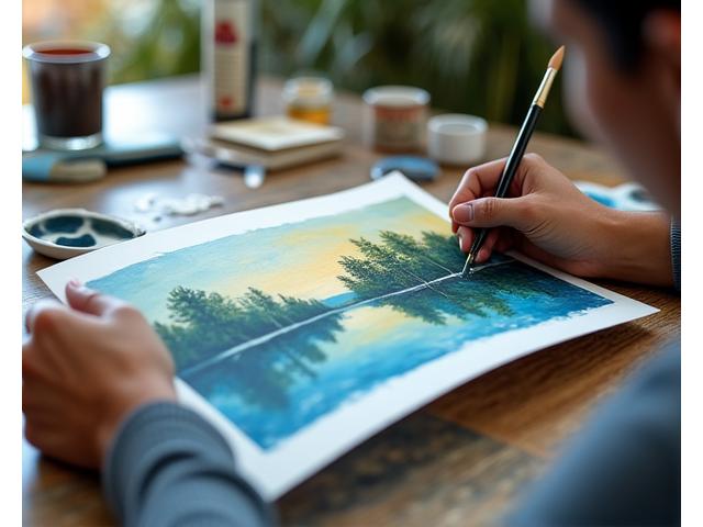 Artist's hands examining a detailed fine art reproduction print.
