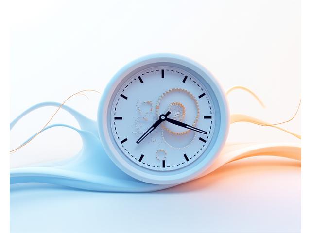 Illustration of a clock with gears and a magnifying glass, symbolizing fast and precise service