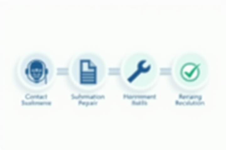 Illustration of a simplified, transparent warranty claim process with icons representing each step.