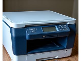 A printer with noticeable wear and tear but still powers on